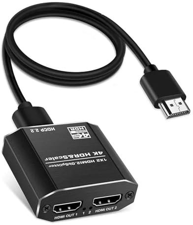 1 divisor HDMI a 2 pantallas HDMI 4K a 60, 1 entrada y 2 salidas con cable HDMI escalar de alta velocidad compatible con HDCP 2.2 Transmisión rápida y estable