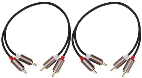 VGOL 2 Pezzi Cavo Di Prolunga Video 2RCA Maschio A 2RCA Maschio In Lega Di Alluminio Con Spina Placcata In Oro Cavo Audio Stereo Corto Per Sistemi Stereo HiFi TVS Altoparlanti HDTVS