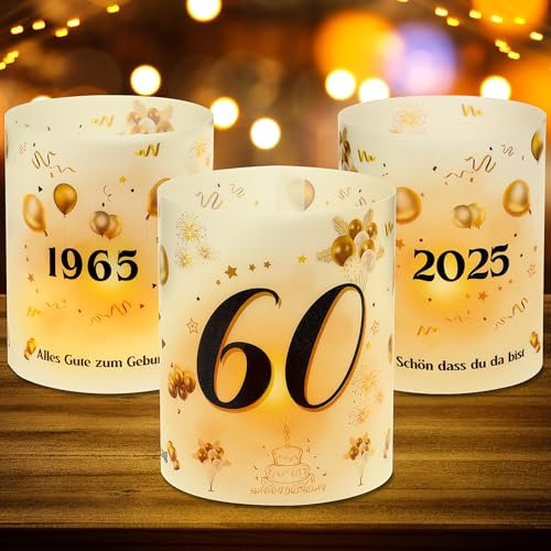 12 Windlicht Tischdeko 60 Geburtstag, 60. Geburtstag Tischdeko, Deko 60. Geburtstag Männer Frauen, 1965-2025 Geeignet für Teelichter oder Kerzen, Schön DASS Du Da Bist