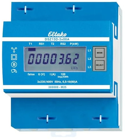 Elektronischer Drehstromzähler Typ DSZ15D 3x80A für Hutschiene MID geeicht + S0-Schnittstelle Direktmessung