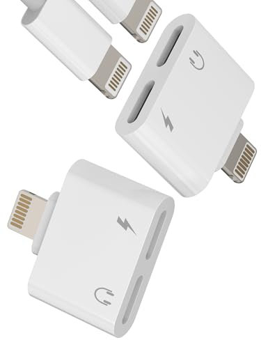 Adaptador Lightning Auriculares(2 Pack)para iPhone 14 13 Pro Max para iPad Cargador Audio Cable Adapter Certificado MFI para Apple Conector Headphones Microfono AUXiliar Accesorios Doble Lighting Jack