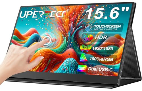 UPERFECT Écran Tactile Portable 15.6 Pouces Moniteur Portable pour Laptop 1080P Mobile Monitor with Mini HDMI/USB-C External Monitor pour Laptop/PC/Phone/Console de Jeu, VESA Mountable