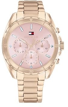 Tommy Hilfiger Multi Zifferblatt Quarz Uhr für Damen mit Rotgoldfarbenes Edelstahlarmband - 1782784