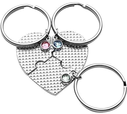 Veemoon 3 Piece Trio Friendship Keychain Set Heart Puzzle Jigsaw Keyring Love Keychain Bag Pendants Meaningful Messages