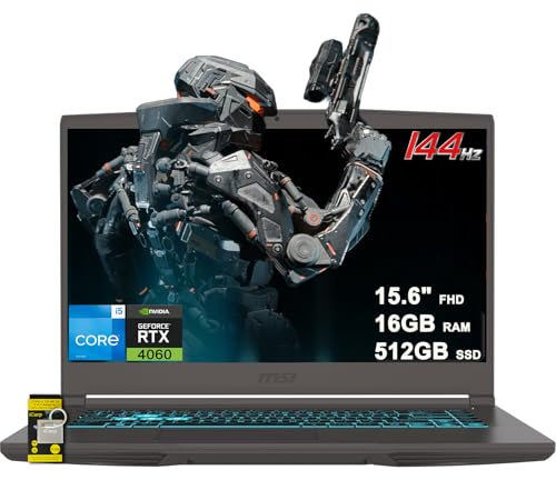 MSI Thin 15 Gaming Laptop 15.6 FHD IPS 144Hz Intel Octa-core i5-13420H (Beats i7-12650H) 16GB RAM 512GB SSD GeForce RTX 4060 Retroilluminato USB-C Win11 w/ICP Hub