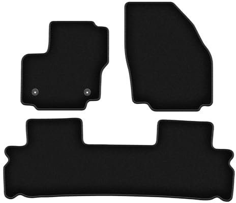 Wielganizator Velours Fußmatten passend für Ford S-MAX MK1 (2012-2015) | Qualität: Basic - Genaue Passform, rutschfeste Untregrund 3-teilig - Schwarz