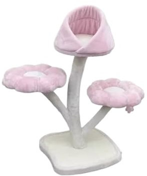 Cat Scratcher Modern Flower Cat Tree, Flower Tower, Multi-Level, All-in-One, Lar Multi-Level, All-in-One, Large Cat Condo with Sisal Scratching Post Cat Scratching Post(Pod Type 3 Tier Pink)