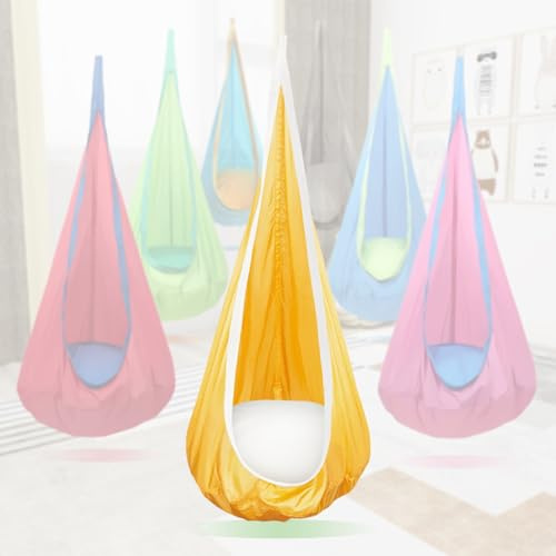 Kids Swing Seat Hammock Chair Indoor Outdoor Hanging Chair for Children,Soft & Safe with High Weight Capacity, Easy Install Perfect for Bedroom, Garden, Playroom (Orange)