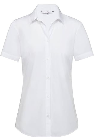 GREIFF Corporate Wear Simple Damen Business-Bluse Kurzarm Kentkragen Regular Fit Baumwollmix Oeko-TEX® Weiß 32