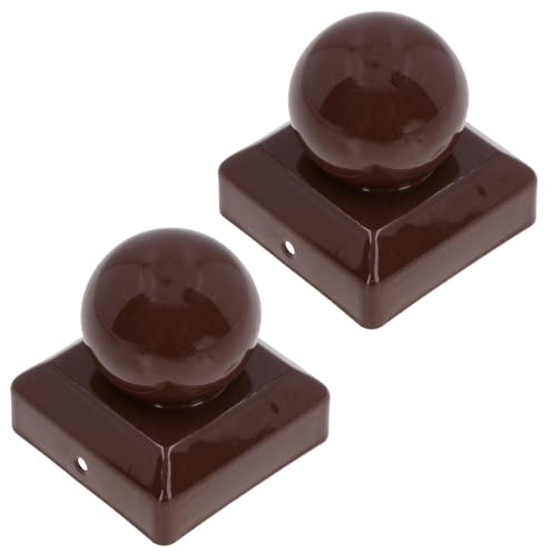 Metal Fence Post Caps Round / Ball 75mm x 75mm Protector Cover Brown 2pc