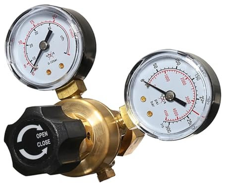 TIEOAXFT Mini Argon CO2 Gas Bottle Regulator Reducer MIG TIG Welding Flow Meter Gauge W21.8 1/4 Thread 0-20 mpa Regulator Valve
