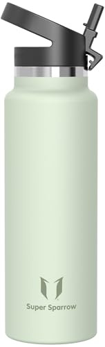 Super Sparrow Water Bottle Insulated - 1.5L - Wide Mouth Metal Bottle - Wide Mouth SwivelSip Flask - BPA Free, Leak Proof - Ergonomic Straw Water Bottles for Work, Gym, Travel, Sports