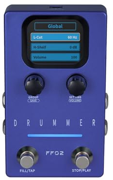 CHICIRIS Benutzerfreundschaftsdesign, Anpassbare Rhythmussteuerung, Nahtlose Integration Drum Machine Gitarreeffekt Pedal 121 Drum Grooves 11 Styles 66 Slots Gitarren -Effekt -Pedal für Live Studio,