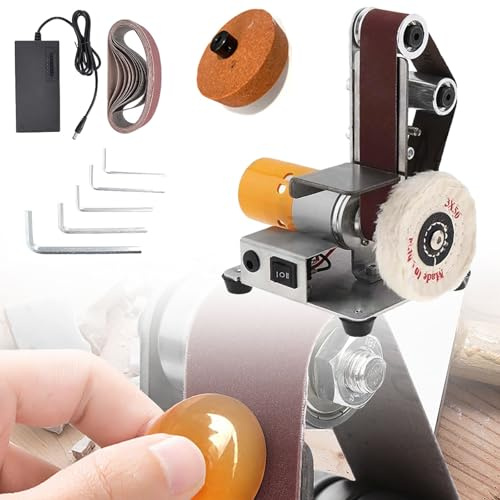 Lijadora de banda eléctrica, amoladora de banco, lijadora de banda de escritorio, con control de velocidad y pulido de bandas for torneado de plástico y madera.