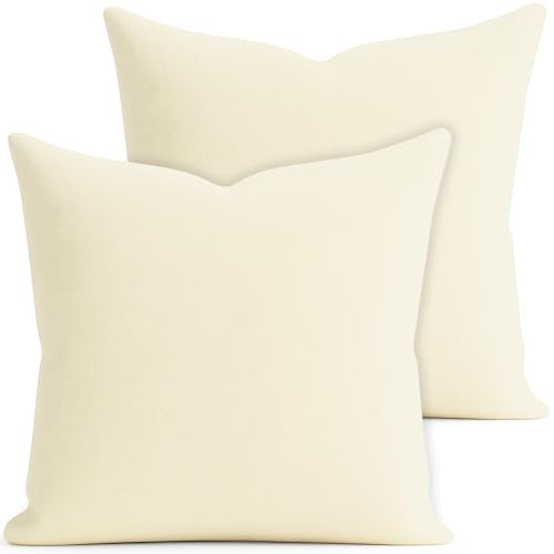 2er Set Kissenbezug 40x40 cm cremeweiß für Dekokissen - Kissenhüllen mit Reißverschluss