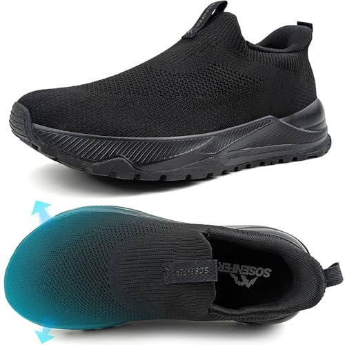 Sosenfer Herren Slip-On Sneaker Hands-Free Turnschuhe mit Mesh, leicht | Atmungsaktive, bequeme Hands-Free Freizeitschuhe mit dämpfender Profilsohle für Alltag, Spaziergänge, Outdoor