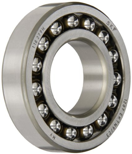 SKF 1207 EKTN9/C3 Double Row Self-Aligning Bearing, Tapered Bore, ABEC 1 Precision, Open, Plastic Cage, C3 Clearance, Metric, 35mm Bore, 72mm OD, 17mm Width