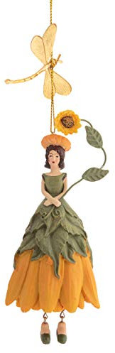 ROSEMARIE SCHULZ Heidelberg Blumen Mädchen Sonnenblume mit Libelle zum Hängen Flower Fairy Figur Dekofigur Blumenfigur Skulptur Blumenkinder
