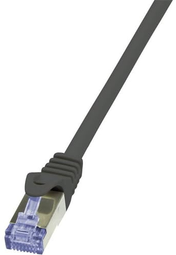 LogiLink CQ3023S Cat.6A 10G S/FTP PIMF PrimeLine Patch Cable, 0.50 Meter Length, Black, Black, 0.5 Meter Length