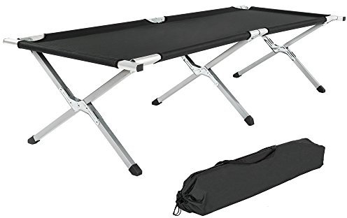 TecTake® Lit de Camp Pliable avec Housse de Transport - Lit appoint Matelas 1 Place Enfant Adulte Voyage Bivouac Plage Tente Exterieur Jardin Peche - 190 x 70 cm - Charge Max 150 kg - Noir
