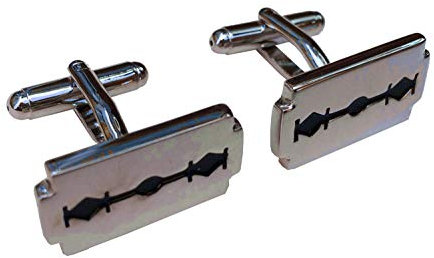 Miniblings Rasierklingen Manschettenknöpfe Knöpfe + Box Klingen Rasieren Klinge - Herrenschmuck Manschettenknopf Cufflinks Hemdknöpfe I Holzbox inklusive