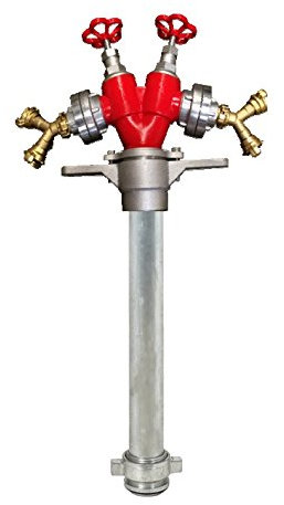 OPTIMUM Standrohr DN 80 mit 2x Storz, 2 Absperrventilen, 4 abnehmbaren 3/4 Zoll-Anschlüssen, drehbarem Kopf und Länge 1,10m (Aluminium, Silber, 1 Stück)