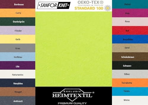 EXKLUSIV HEIMTEXTIL Marke Jersey Spannbettlaken 140-160 x 200 cm 100% Baumwolle Öko - Tex Zertifiziert, Markenqualität, Matratzenhöhe bis 25 cm, Apfelgrün