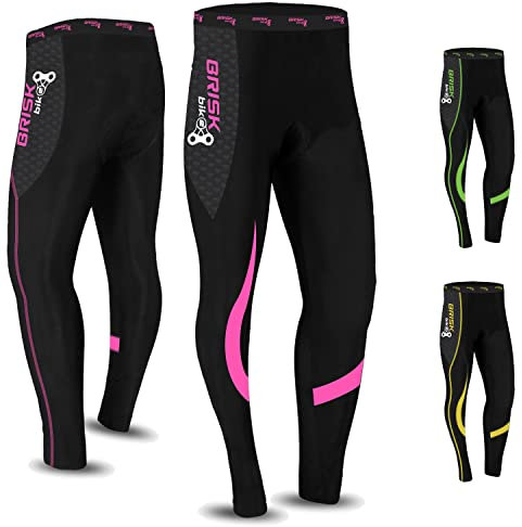 Brisk Bike Cycling Trousers Women Padded Cycling Trousers with Cool Gel Padding Inside Cycling Tights Breathable and Lightweight Cycling Pants (UK, Alpha, S, Regular, Regular, Black/Pink)