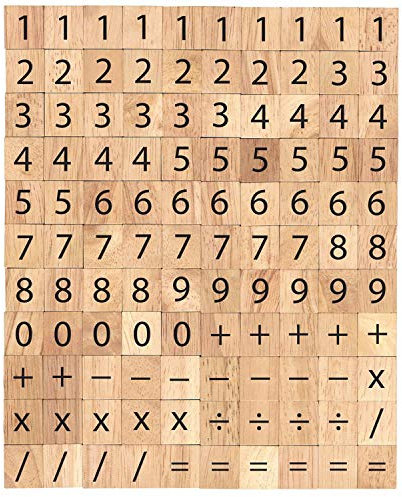 Trimming Shop 100 Tuiles Nombre en Bois et Symbole Pièce Pièce de Rechange Carreau pour Jouets Activités Manuelles et Pré-Scolaire Éducation