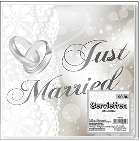 Unbekannt Serviette Just Married, 20-TLG. Papier, 33 x 33 cm