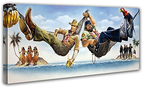 Terence Hill und Bud Spencer Leinwand - Zwei Asse trumpfen auf - Kunstdruck Renato Casaro Edition (120 x 50 cm)
