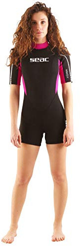 SEAC Relax Short, Muta Corta in Neoprene da 2.2 mm per Snorkeling, Subacquea e Altre attività in Acqua Donna, Nero/Fucsia, L