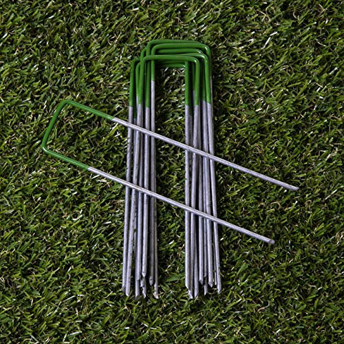 Marko Gardening U Pins Half Green Artificial Grass Turf Galvanised Metal Pegs Staples Weed Hooks (Pack of 100)