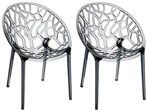 CLP 2er-Set XXL Gartenstuhl-Crystal aus Kunststoff I 2 x Wetterbeständiger Stapelstuhl mit Einer maximalen Belastbarkeit von 160 kg, Farbe:grau