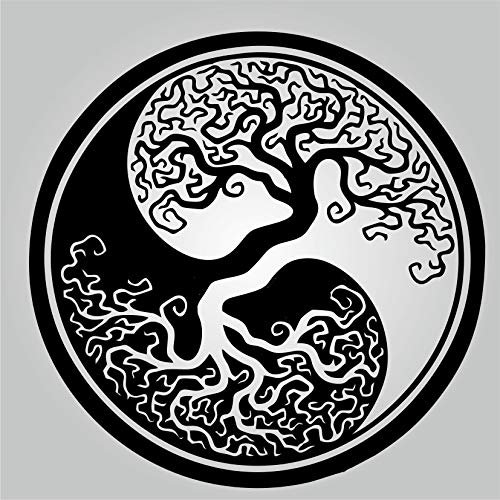 Baum des Lebens Yin Yang Mandala Vinyl Wandtattoo Große Größen 56 Farben Orientalischer Stil / TOL2 (Vinyl Wandtattoo 2 Farben, XL Größe - 200 x 200 cm)