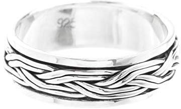 Windalf Wikinger Vintage Band-Ring THORON 0.6 cm Silber-Drehring Vikings Partnerring Bohemia Silberring Handarbeit aus 925 Sterlingsilber (Silber, 68 (21.6))