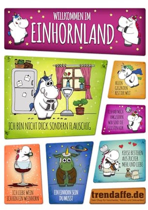 Honeycorns Kühlschrankmagnete 7er Set mit Thema Einhorn Fantasy Kühlschrank Koch