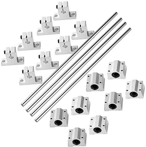 S SIENOC 550mm Linearwelle Ø8mm Linearführung Horizontale Präzisionswelle Linearlager+V-Halterung+Kugellager (Typ-5, 2Set, 550mm)