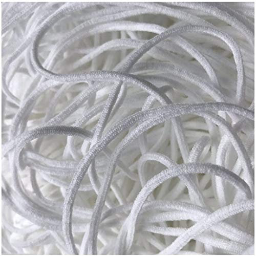 Urhome 3mm rundes Gummiband zum Nähen von DIY Schmuck Kleidung Nähzubehör | elastisches Wäschegummi Gummilitze mit hohe Elastizität | Rundgummi Schnur Weiß in 5 Meter Länge