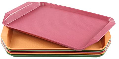 Leendines Serviertablett aus Kunststoff, 6 Stück, schwarz und rot