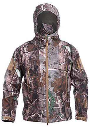 Ketamyy Mens Tactical Camo Jacket Waterproof Softshell Fleece Lining Autumn Winter Outdoor Trekking Hunting Mountaineering Rainproof Hooded Coats