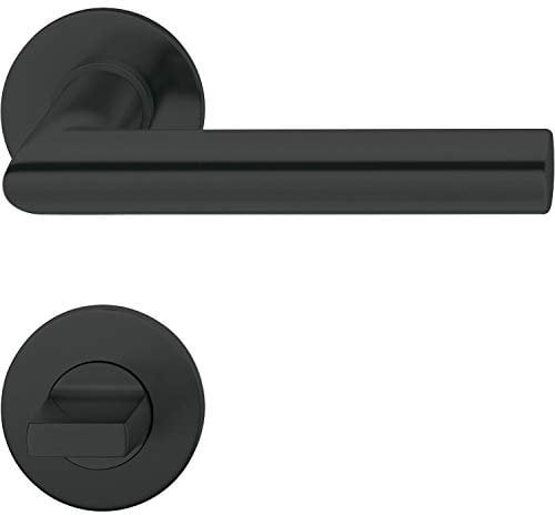 FSB Türbeschlag 1076 | Türgriff auf Flachrosette WC, 38-42 | schwarz matt