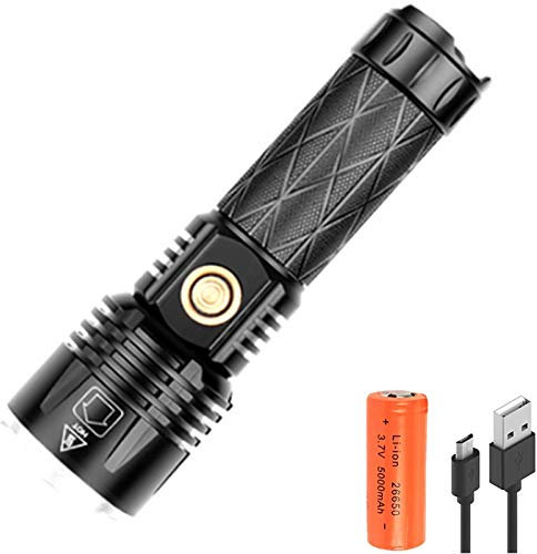 Hochleistungs-XHP90-LED-Taschenlampe 10000 Lumen Ultrahelle XHP90-LED-Taschenlampe USB Typ C Wiederaufladbare Taschenlampe Einstellbare zoombare wasserdichte Taschenlampe zum Wandern Camping Angeln
