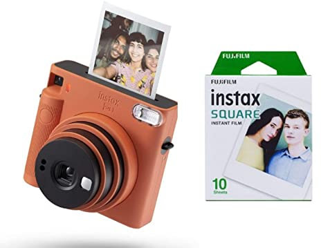 instax Square Sq1 Cámara Instantánea, Terracota Orange + Fujifilm Square, Película Instantánea Borde Blanco, 10 Fotos