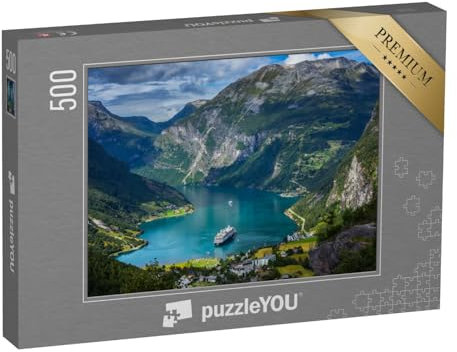 puzzleYOU: Puzzle 500 Teile „Beeindruckender Geirangerfjord, Norwegen“ – aus der Puzzle-Kollektion Fjorde, Skandinavien