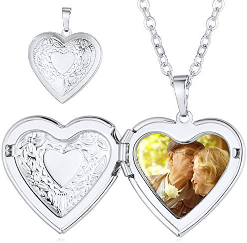 Custom4U Collana personalizzata per donna, foto regalo con incisione per lei, medaglione a cuore per ragazza (con confezione regalo)