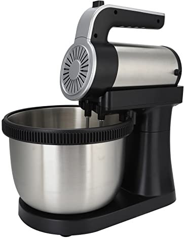 Standmixer, 2 in 1 1000 W 5-Gang-Kippkopf-Elektro-Handmixer mit 4-Liter-Edelstahlschüssel, Knethaken, Rührbesen und Schneebesen, Multifunktionaler Haushalt-Küchen-Mixer für Den Täglichen Gebrauch