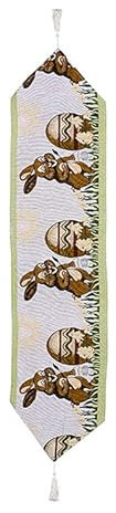 Roexboz Ostertischdecke Tischläufer Ostern Center Cover bedruckt bunt nostalgisch Gobelin gestrickt Hasen-Tischläufer