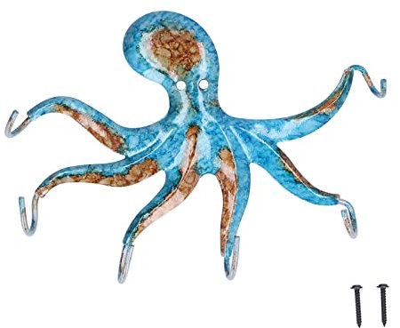 Octopus Haken, Dekorativer Kleiderhaken Wand, Octopus Wandhaken, Einzigartig Geformter Wandhaken, Platzsparender Haken für Kleiderbügel, Schlafzimmer, Badezimmer, Küche, Balkon