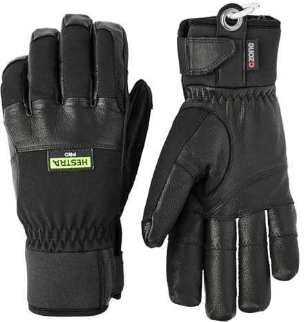 Hestra Alpha Pro Ergo Grip Handschuhe mit Czone Einsatz für Arbeit, Hof, nasses Wetter und allgemeine Mehrzweckarbeiten, schwarz, 8